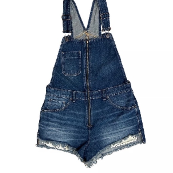 We The Free Blue Denim Overalls with Distressed Hem NWOT - Picture 3 of 7